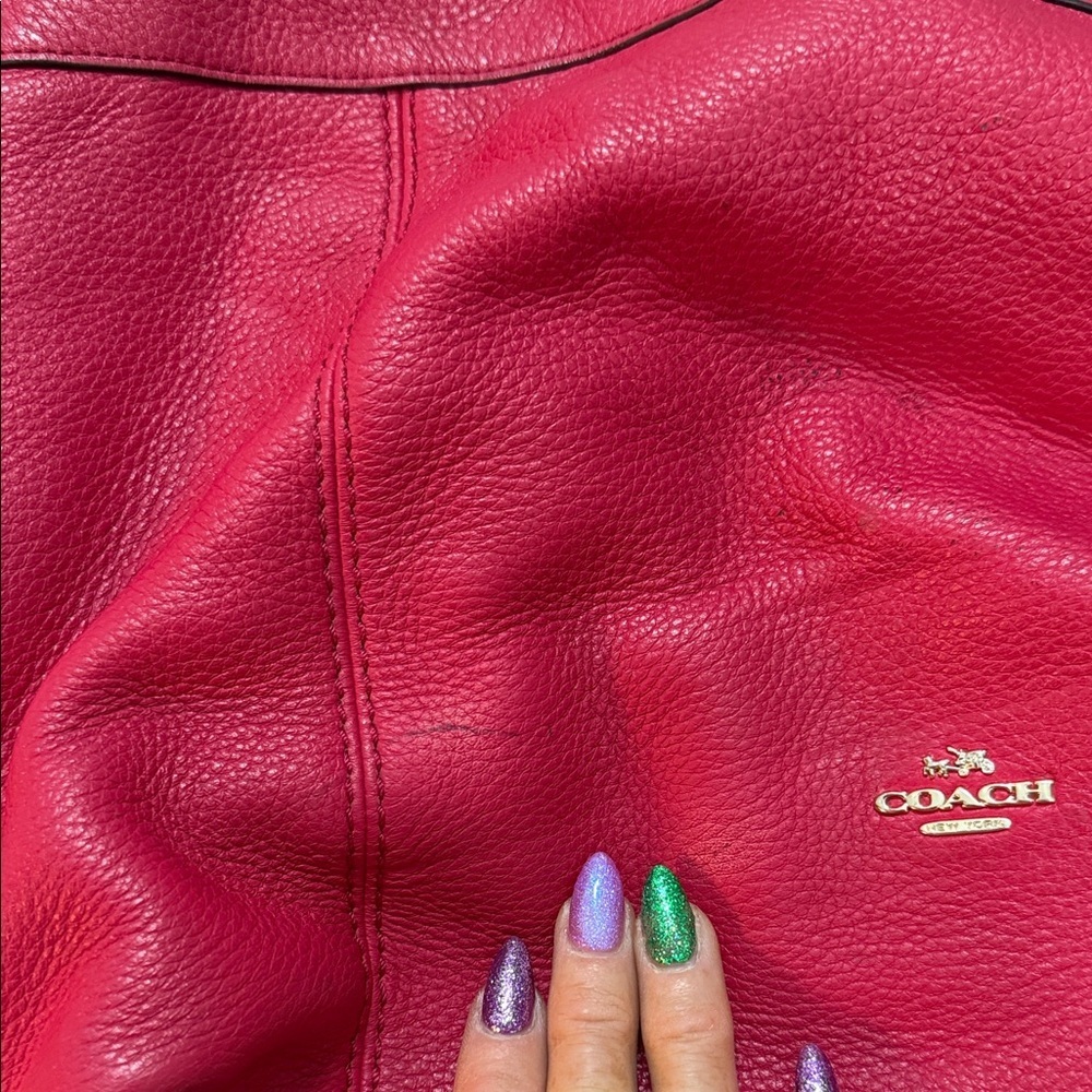 Cherry Red- Coach Lennox PebbleLeather Tote - Picture 11 of 17